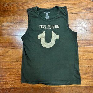 True Religion Brand Jeans Men's Green Tank Top - Size Large